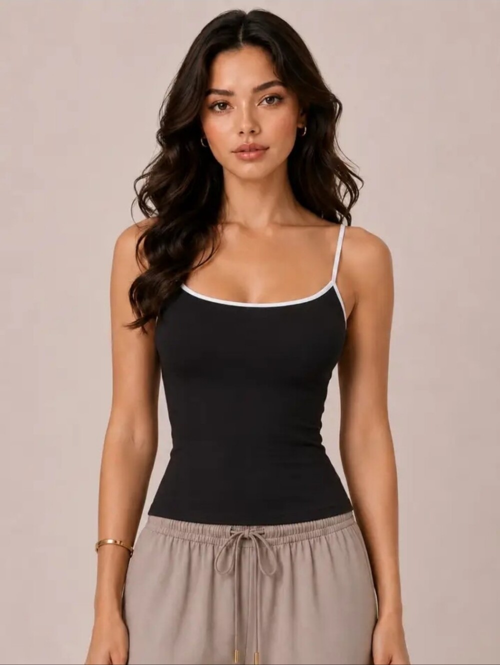 Heart & Hips Black Cami with White Trim